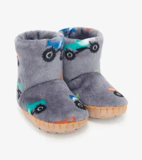 Gray Fleece Monster Truck Slippers