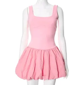 High waist mini vest dress (pink)