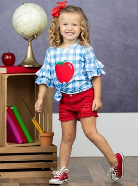 Honest Apple Red Denim Short Set