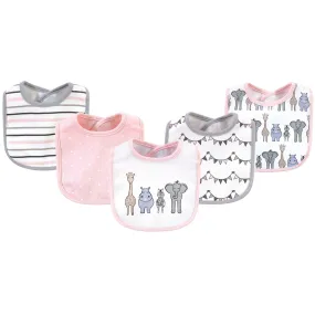 Hudson Baby Cotton Bibs, Pink Safari