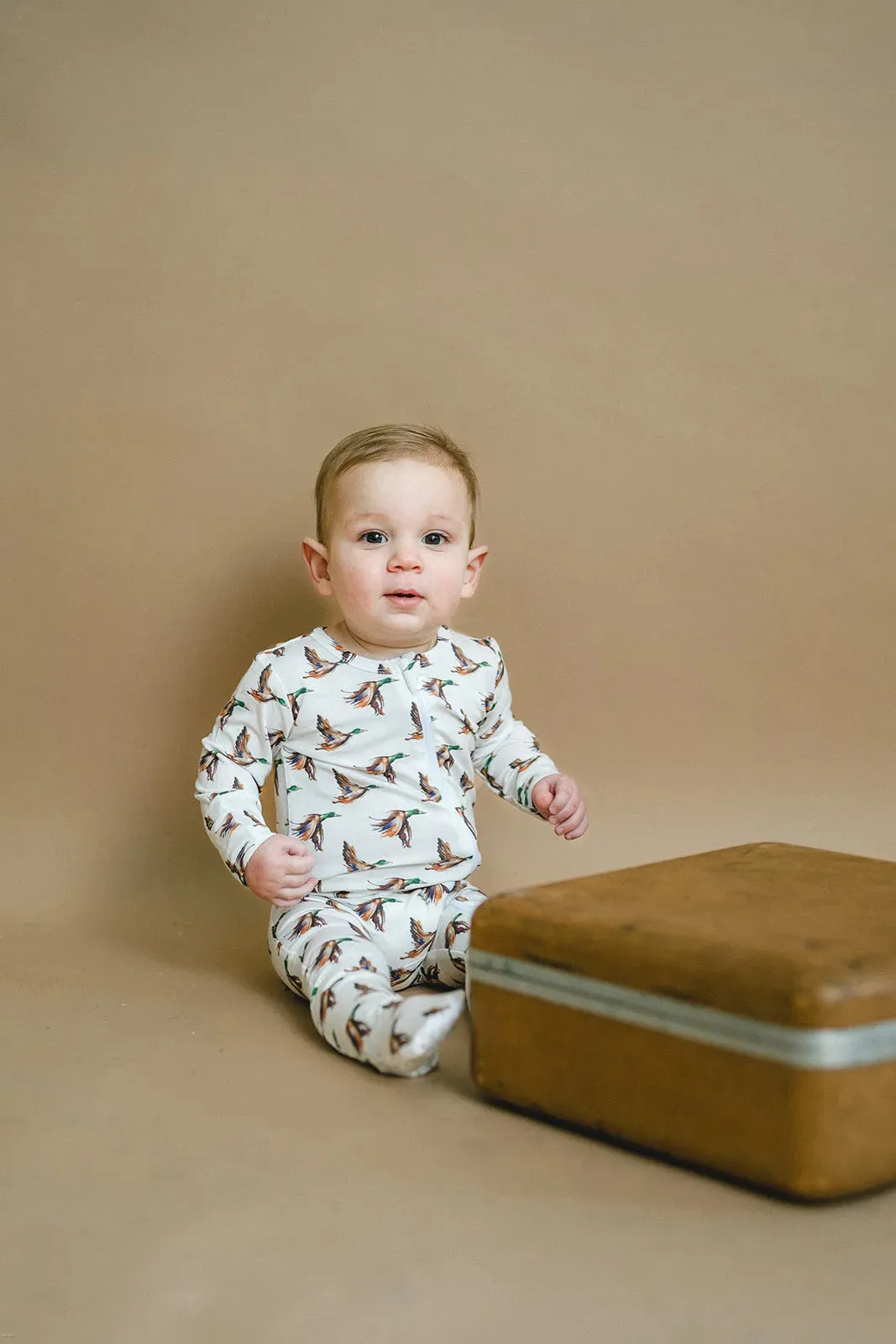 In Flight Mallard Duck Zipper Pajama Footie