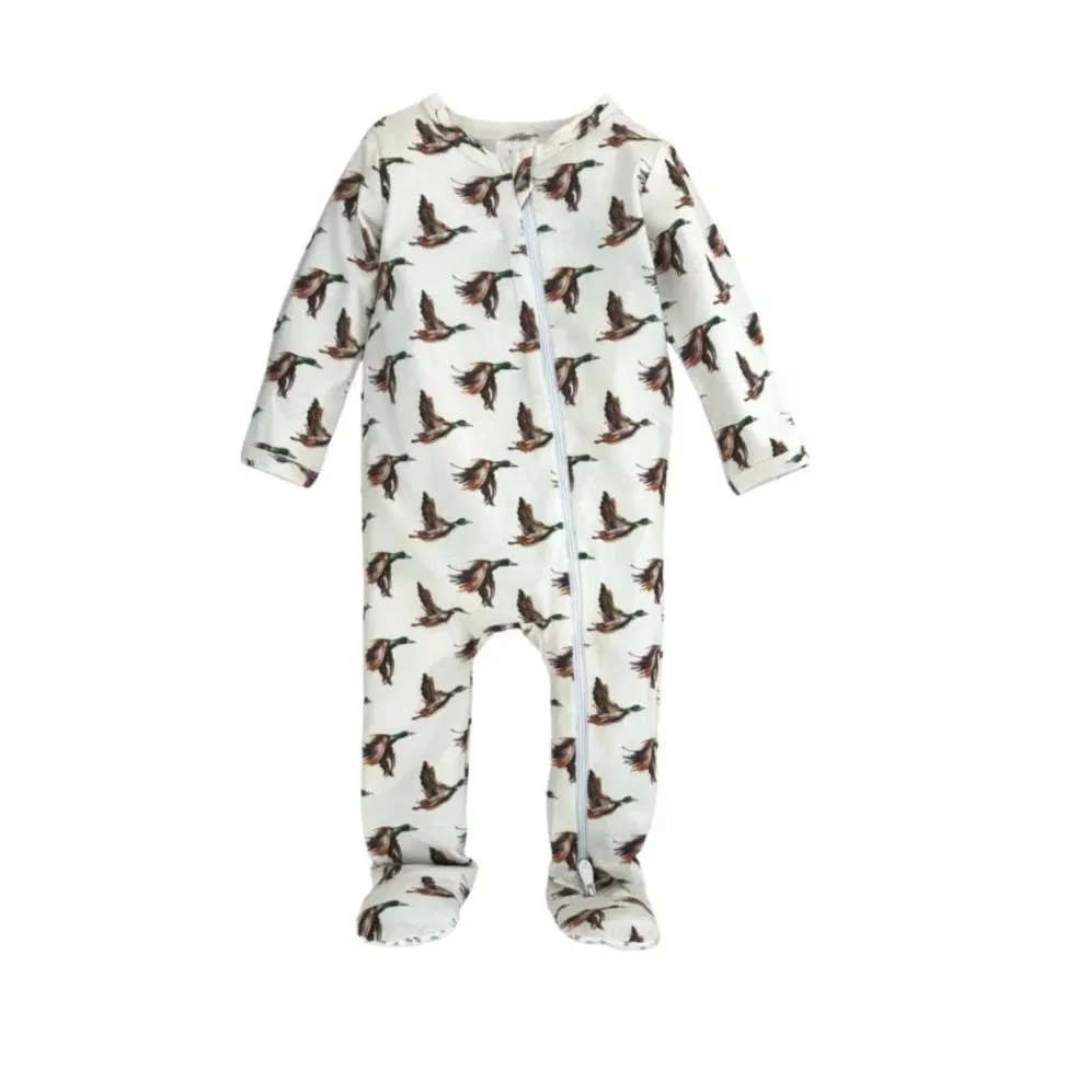 In Flight Mallard Duck Zipper Pajama Footie