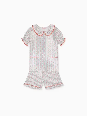 Ivory Floral Stripe Rinela Girl Pyjamas