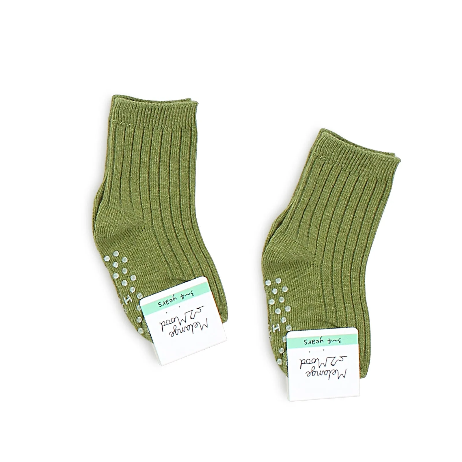 Kids Cotton Non Slip Basic Color Socks B16