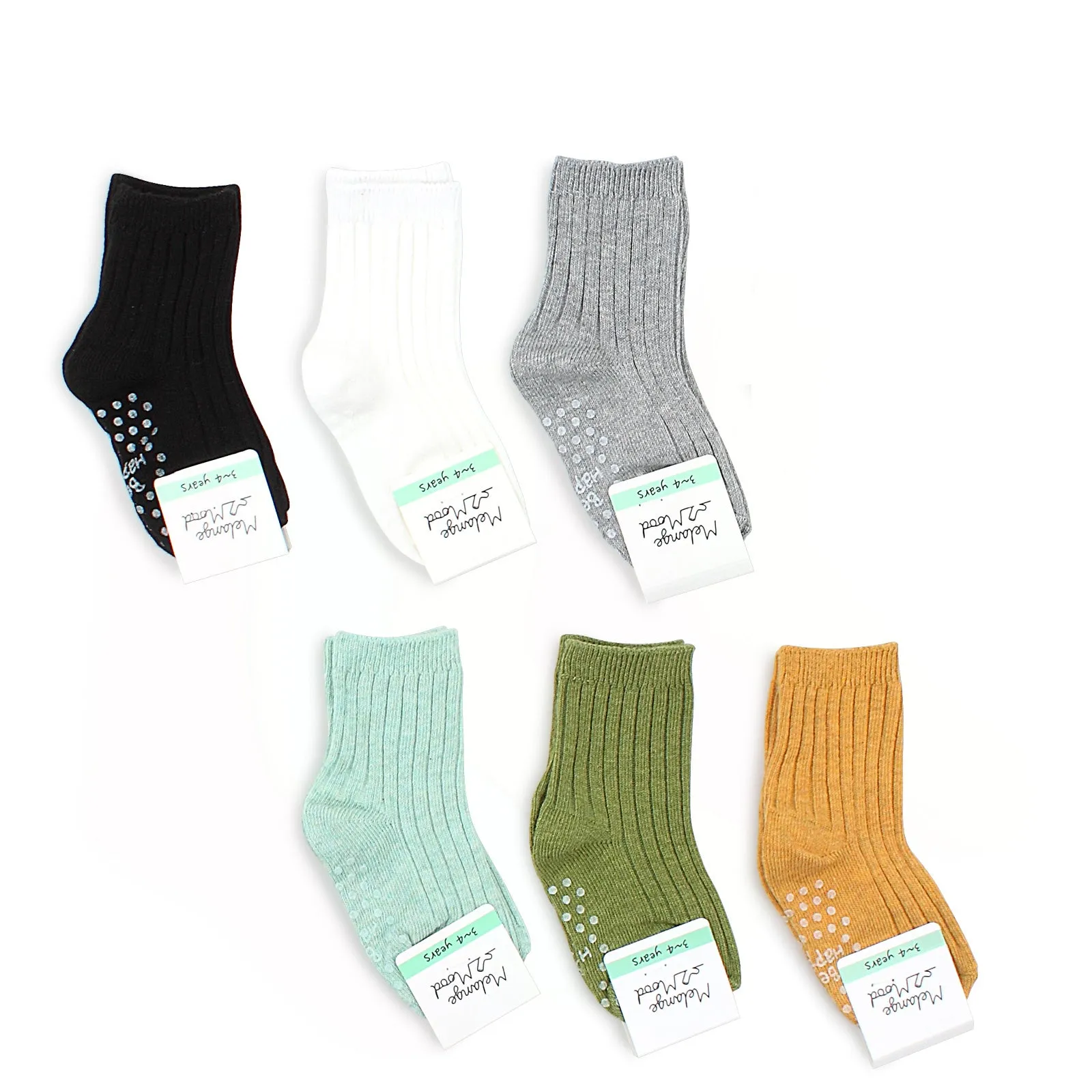 Kids Cotton Non Slip Basic Color Socks B16