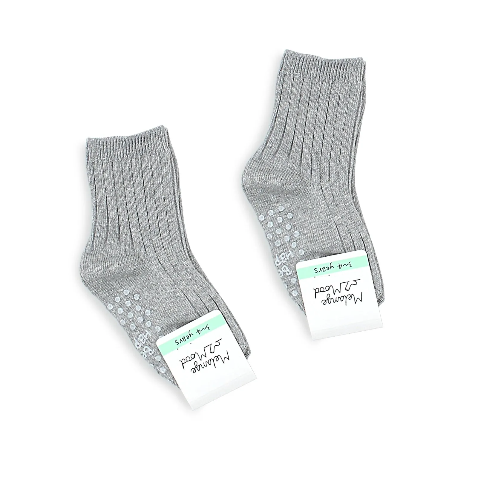 Kids Cotton Non Slip Basic Color Socks B16