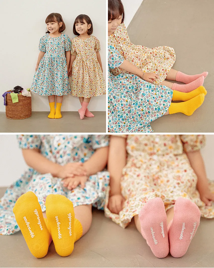 Kids Cotton Non Slip Basic Pastel Color Socks Kids Basic - D16