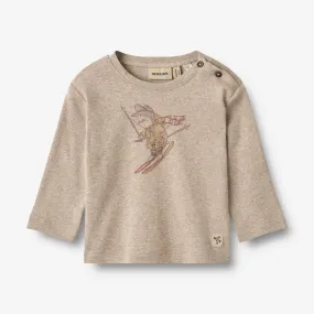 Langærmet T-shirt Ged - gravel melange