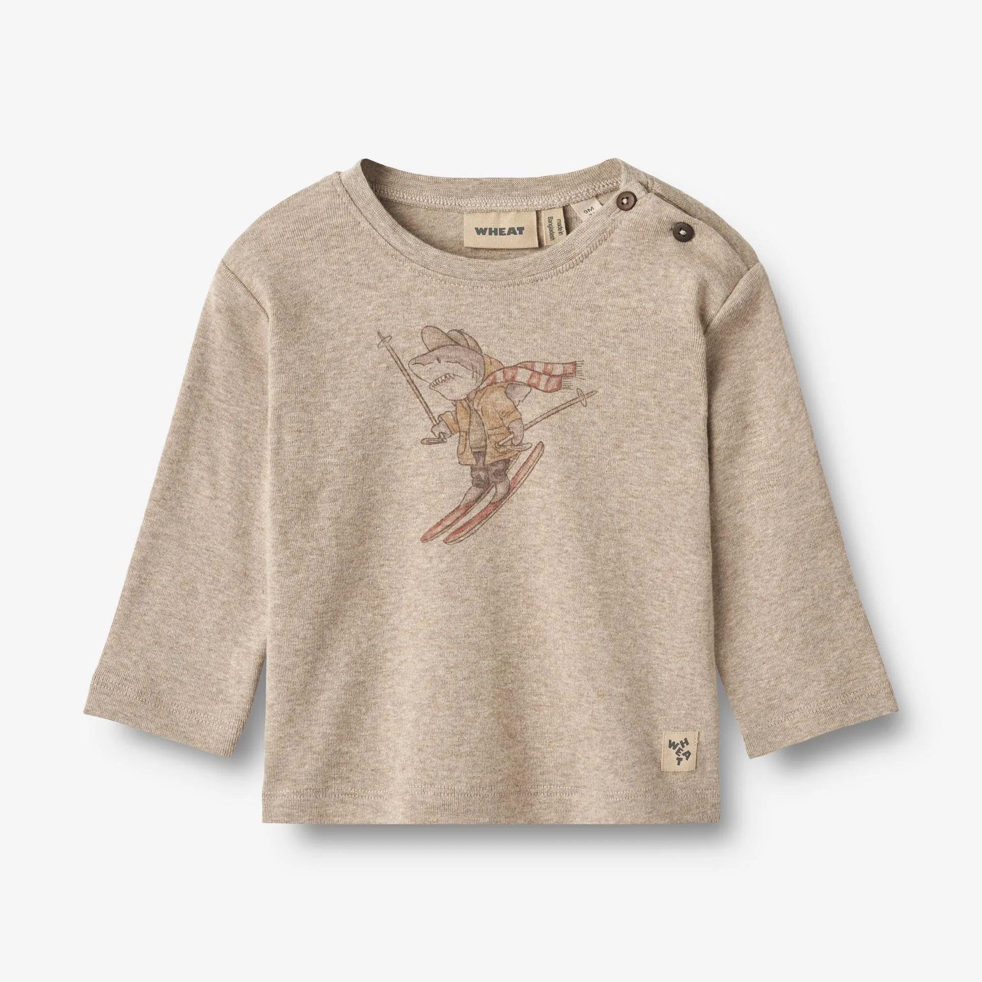 Langærmet T-shirt Ged - gravel melange