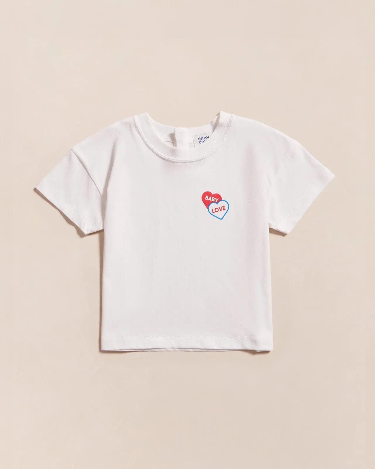 Le t-shirt Baby love 2 cœurs en coton bio - blanc