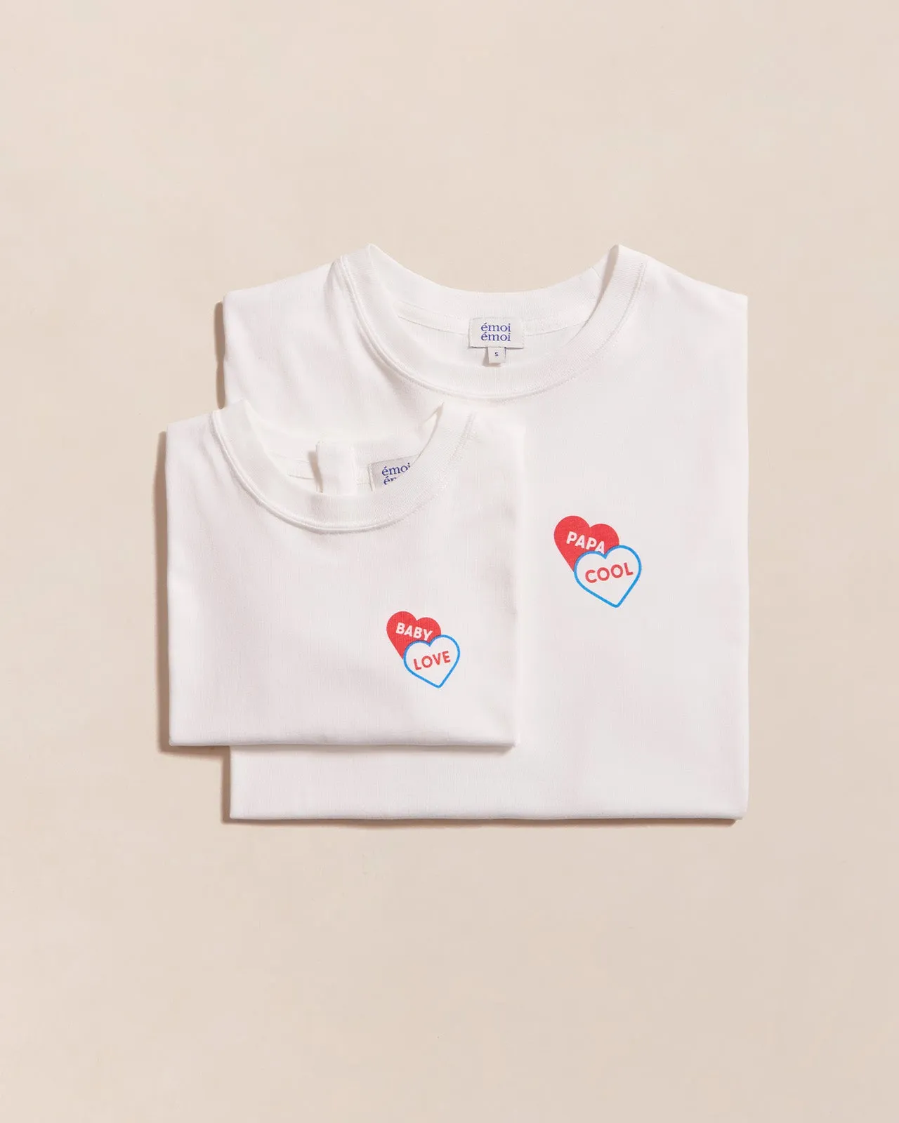 Le t-shirt Baby love 2 cœurs en coton bio - blanc