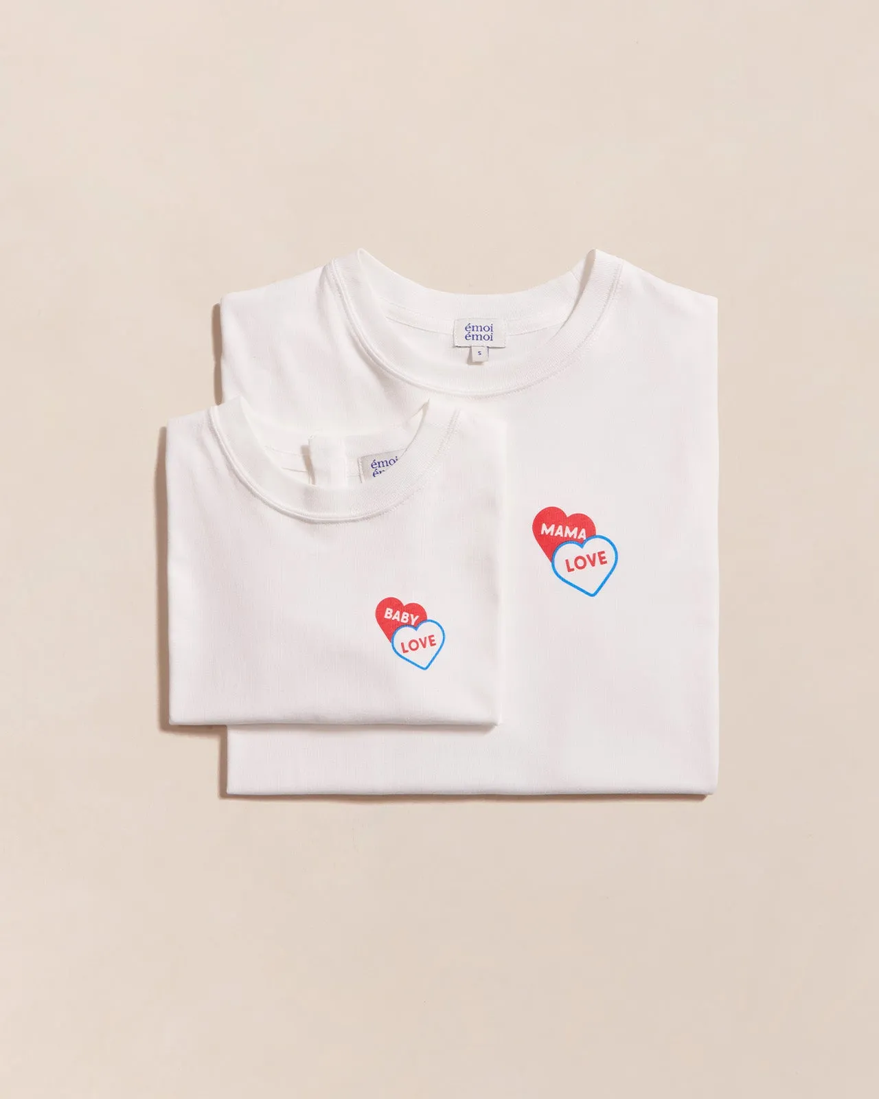 Le t-shirt Baby love 2 cœurs en coton bio - blanc