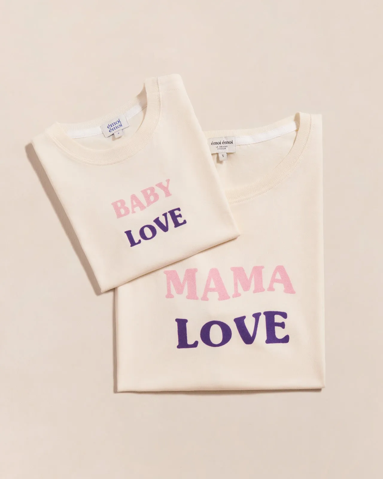 Le t-shirt Mama love en coton bio - crème