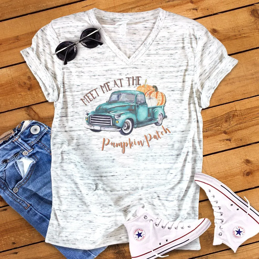 Meet Me At The Pumpkin Patch Unisex V Neck T-Shirt