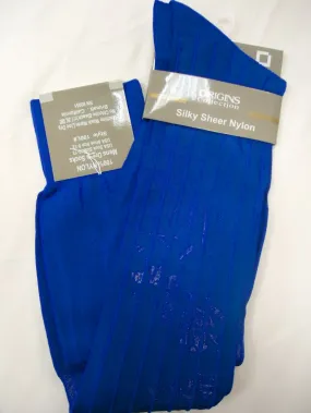 Mens Royal Blue Origins Silky Sheer Knee-High OTC Nylon Dress Socks TNT