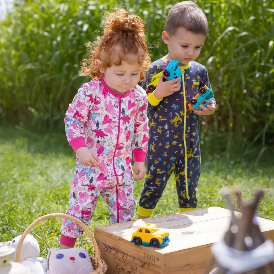 Nano Baby Girls' One-piece Dinos Pajamas- Ivory