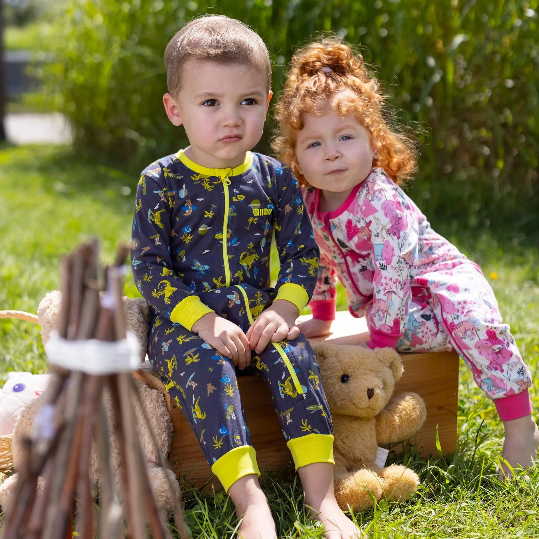 Nano Baby Girls' One-piece Dinos Pajamas- Ivory