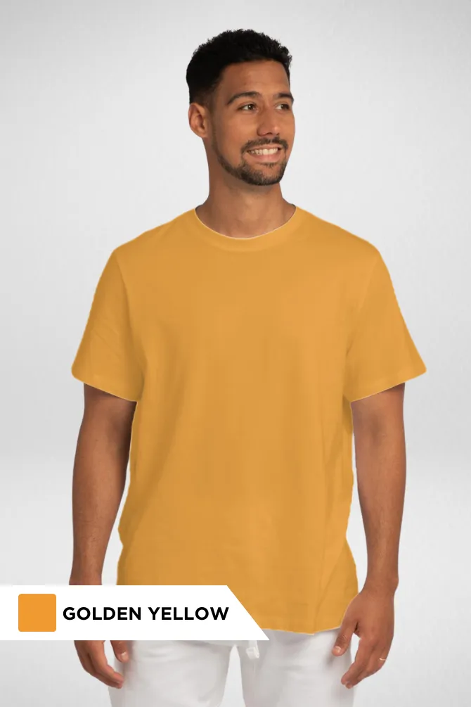 Navy Blue and Golden Yellow Plain T-shirts Combo for Men