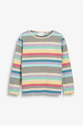 Next Bright Stripe Long Sleeve Rib Baby Girls T-Shirts