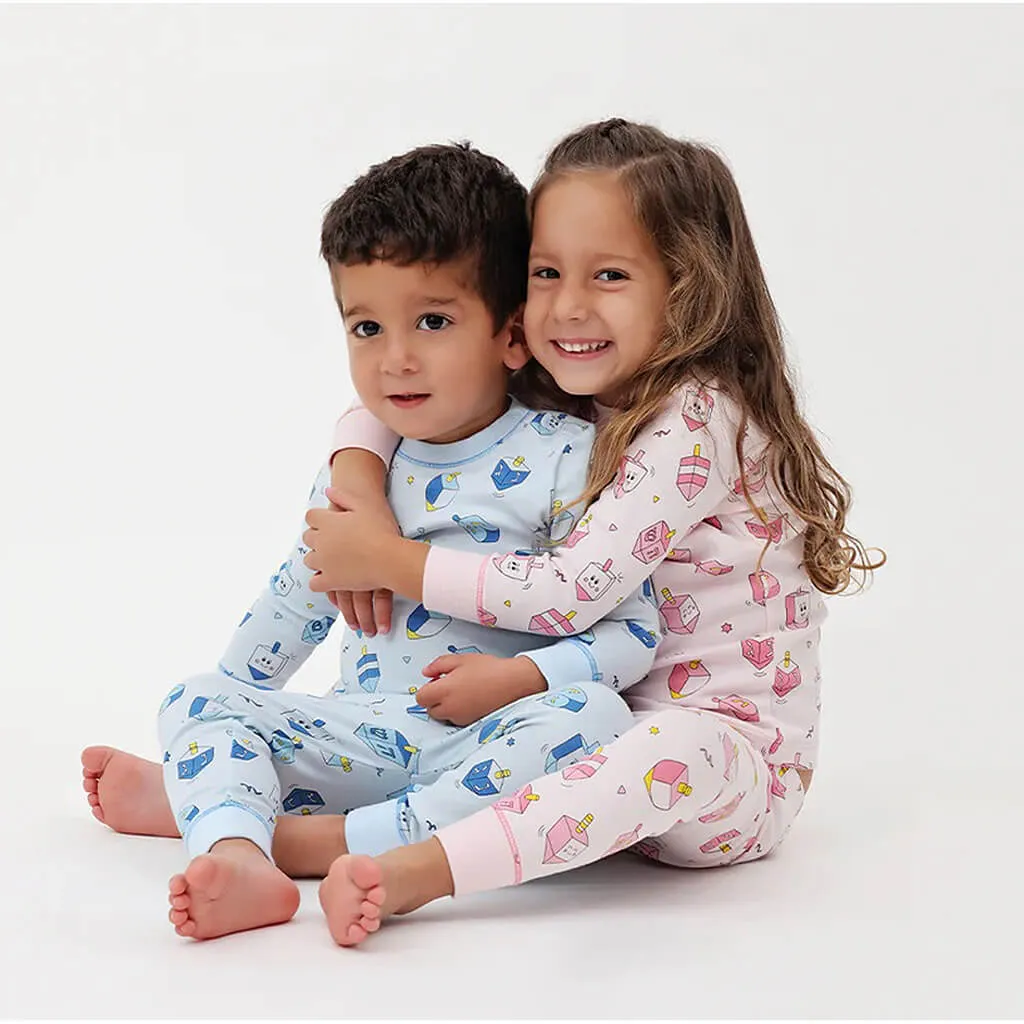 Noomie 2 Piece Pajamas Pink Happy Dreidels