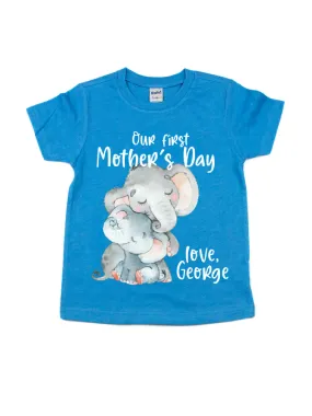 Our First Mother's Day Personalized Kid's Bodysuit & T-Shirt - Blue