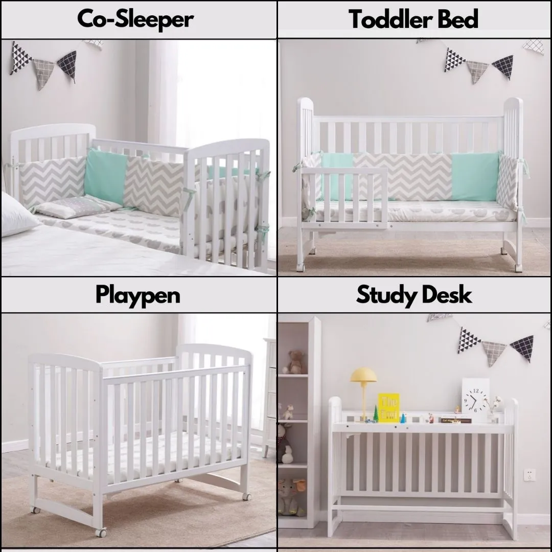 Palette Box Sweet Dreams Avant Garde 10-in-1 Convertible Baby Cot with Anti-Colic System (ACS) & Rocker - Drop Gate