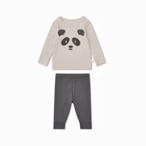 Panda Ribbed Pajama Set