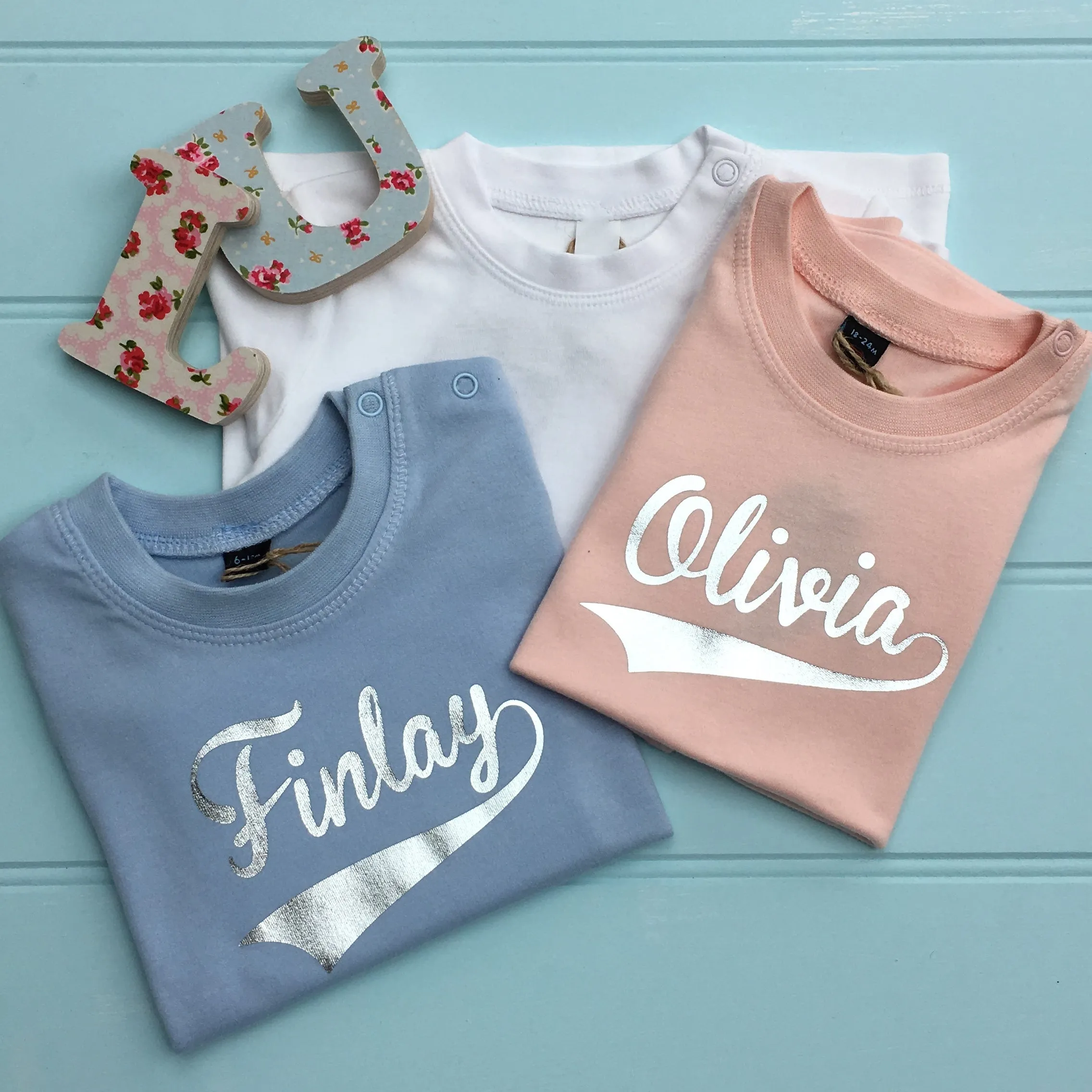 Personalised Baby White Name T-Shirt Short Sleeve