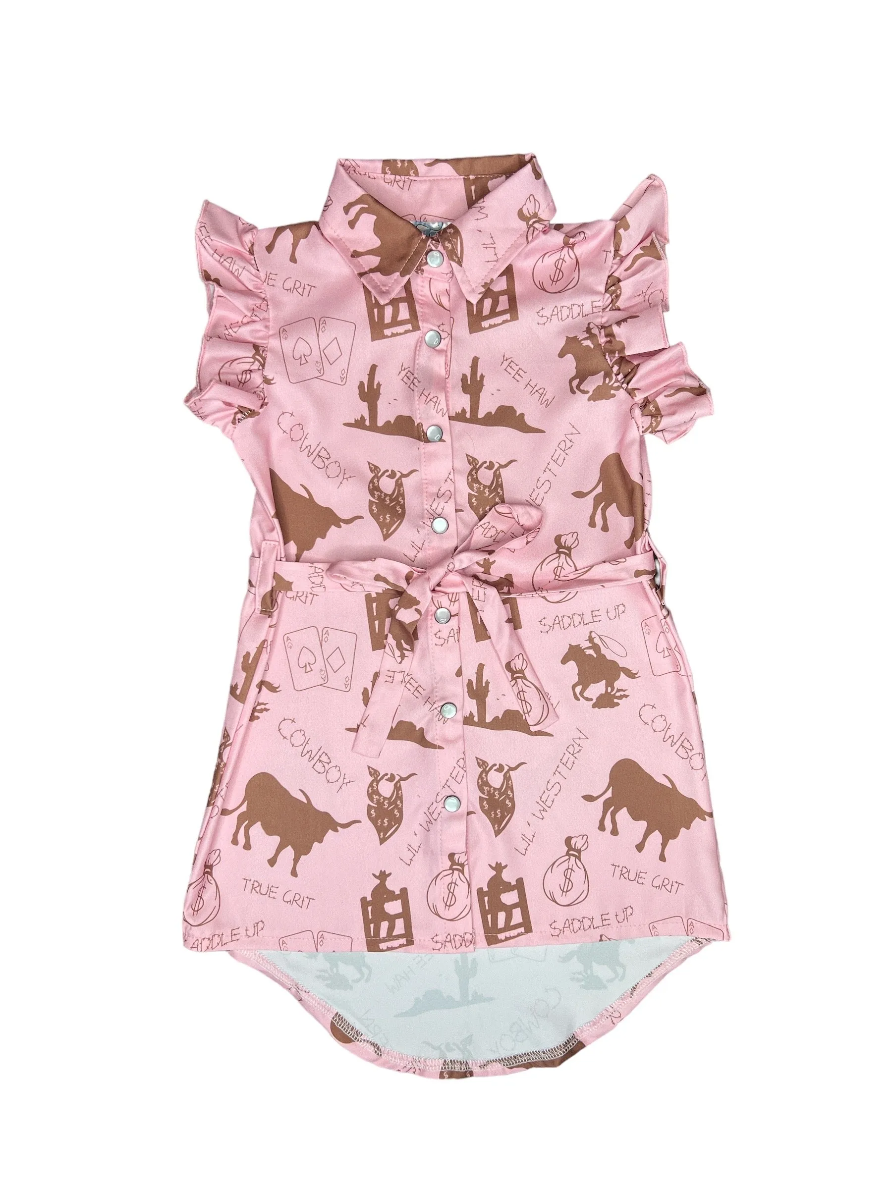 Pink Gambler SS Pearl Snap Dress Toddler (2T-5T)