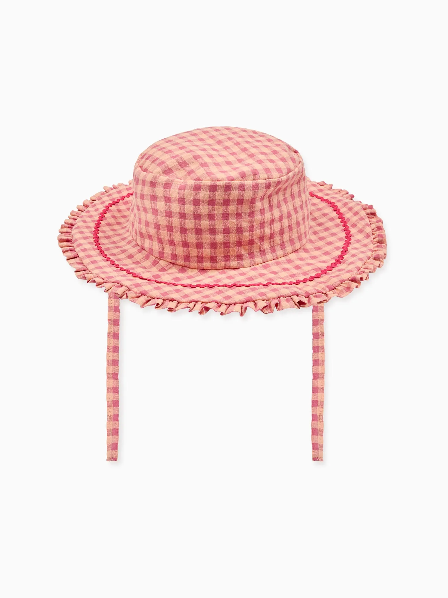 Pink Gingham Emilia Cotton Baby Girl Hat