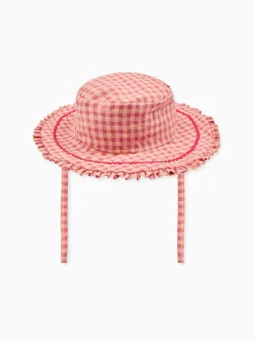 Pink Gingham Emilia Cotton Baby Girl Hat