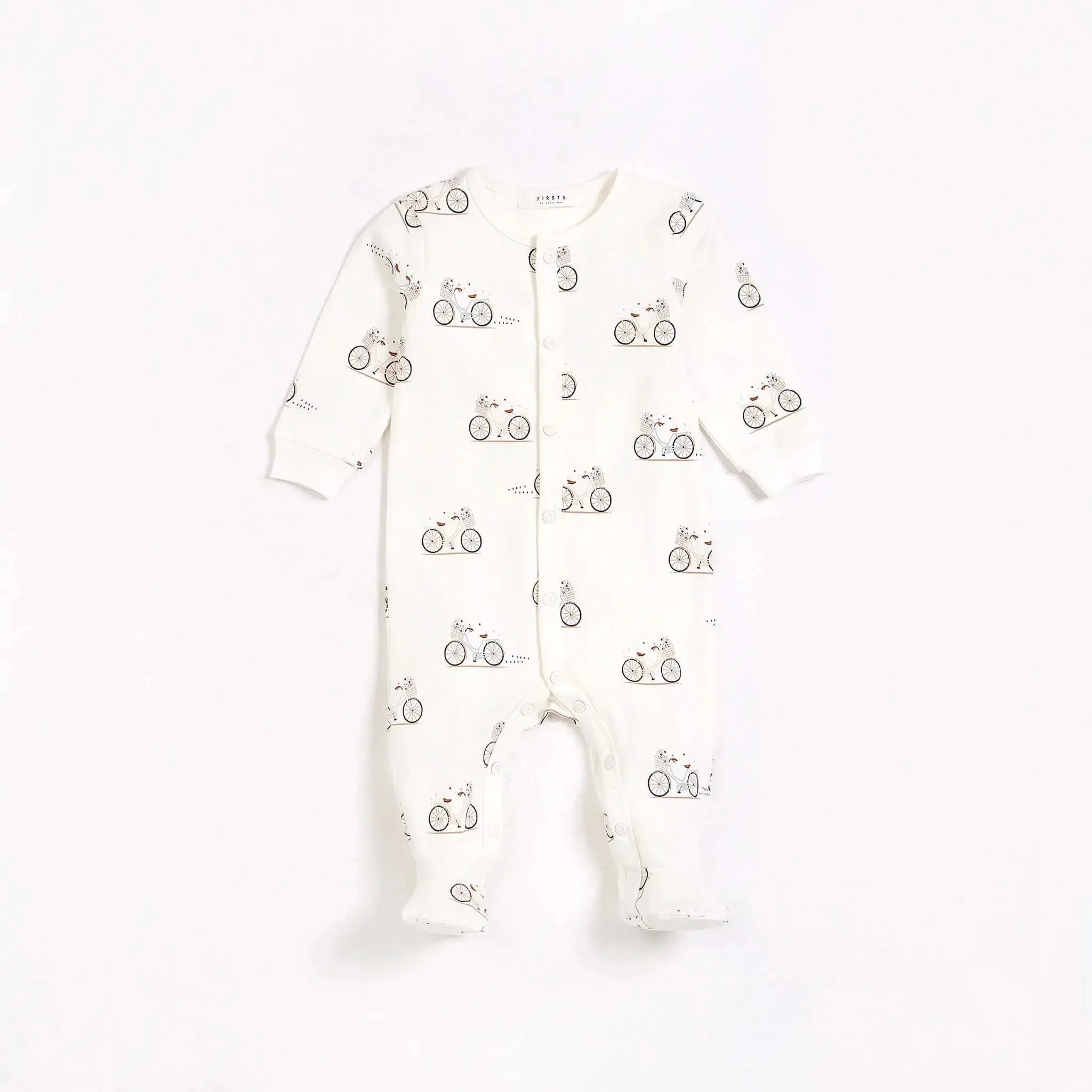 "La Bicyclette" Print on Off-White Sleeper | Petit Lem