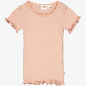 Rib T-Shirt Lace SS | Baby - rose dawn