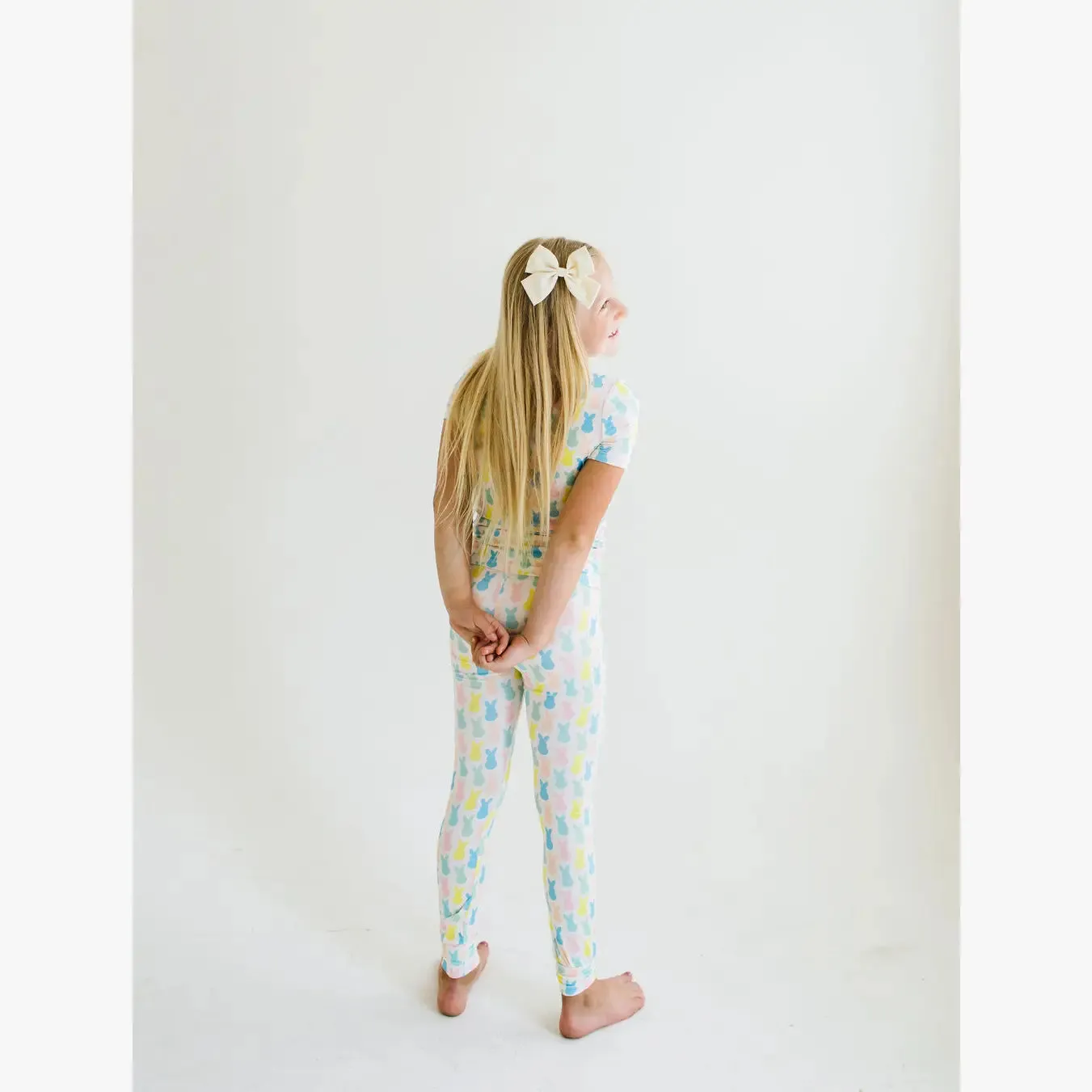 Short Sleeve Bamboo PJ in Marshmallow Bunny