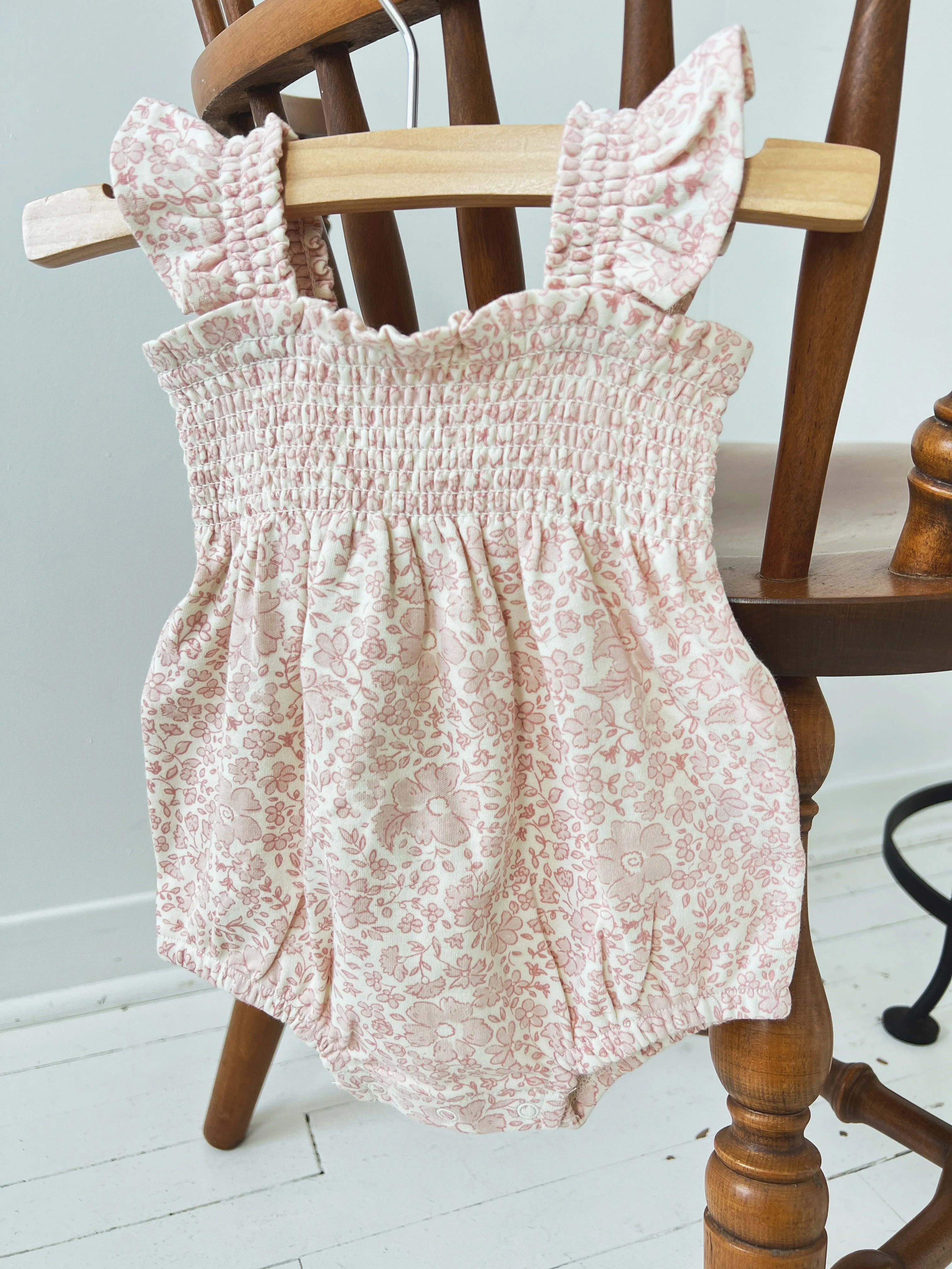 Smocked Ruffle Sleeve Romper