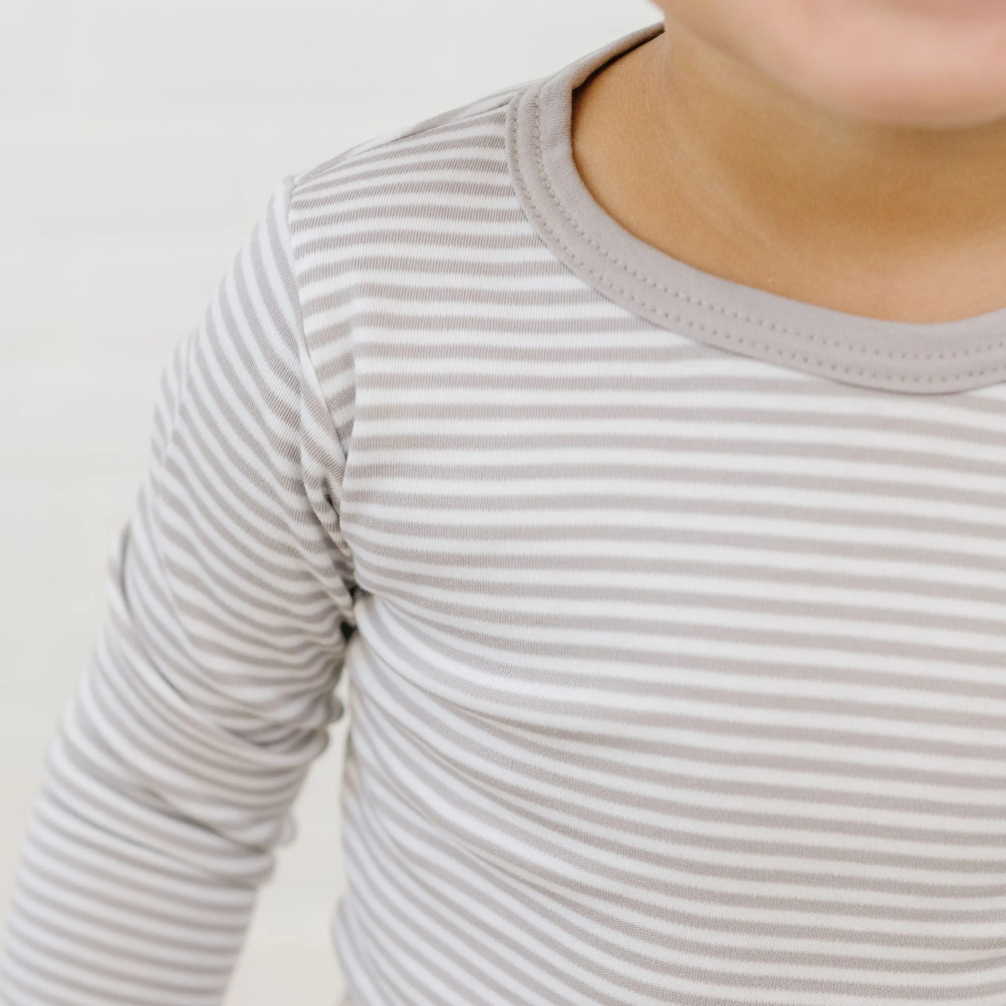 Striped Essentials Long Pajamas - Grey