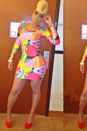 Sweet Color Fruits Sexy Mini Dress