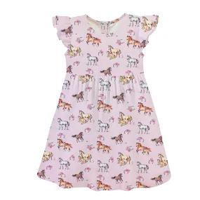 Sweet Horses Pink Printed Dress