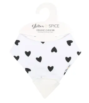 Teether Bib-Black Hearts