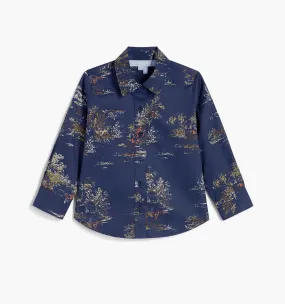 The Baby Brennan Shirt - Navy Equestrian Toile