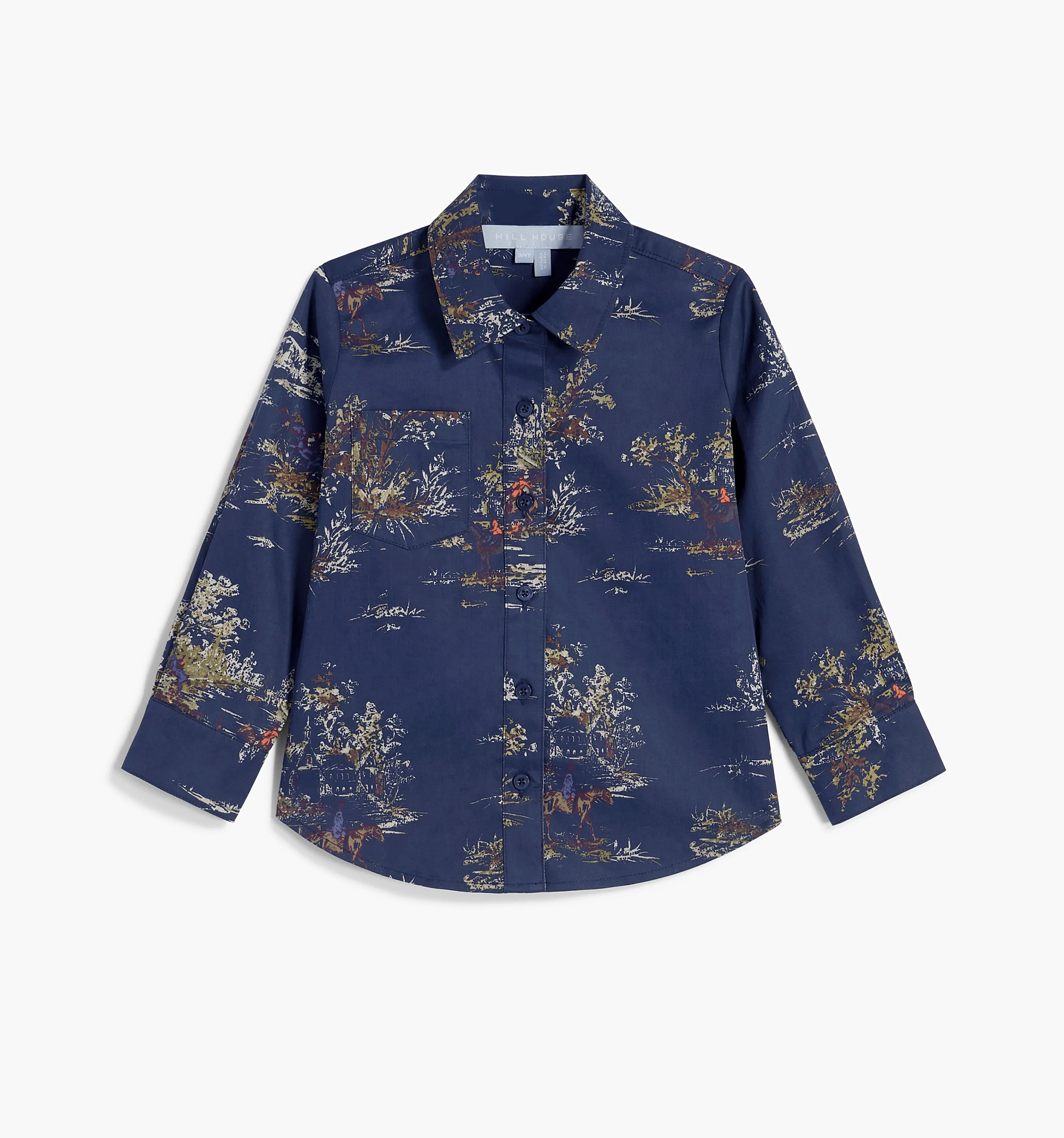 The Baby Brennan Shirt - Navy Equestrian Toile