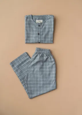 Unisex Grey Check Cotton Pyjama Set Baby/Kids