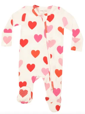 Valentine Big Hearts 2 Way Zipper Footie