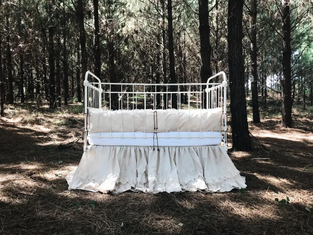 Vintage Leather and Lace 100% Washed Cotton Tea-Stained Crib Bedding