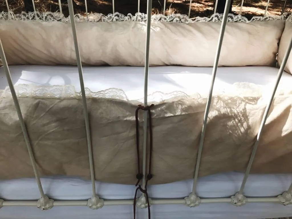 Vintage Leather and Lace 100% Washed Cotton Tea-Stained Crib Bedding