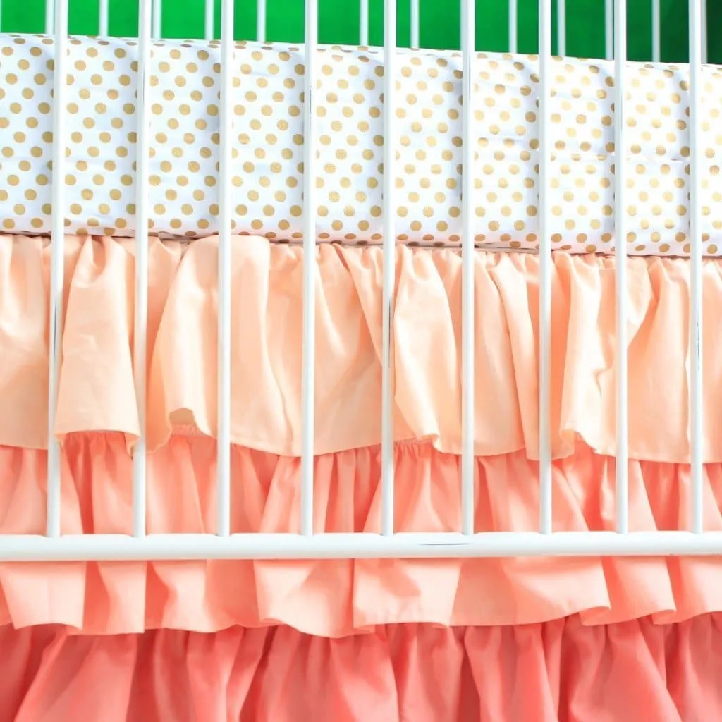 Waterfall Ruffle 3 Tier Skirt | Coral Gradient Ruffle Crib Skirt