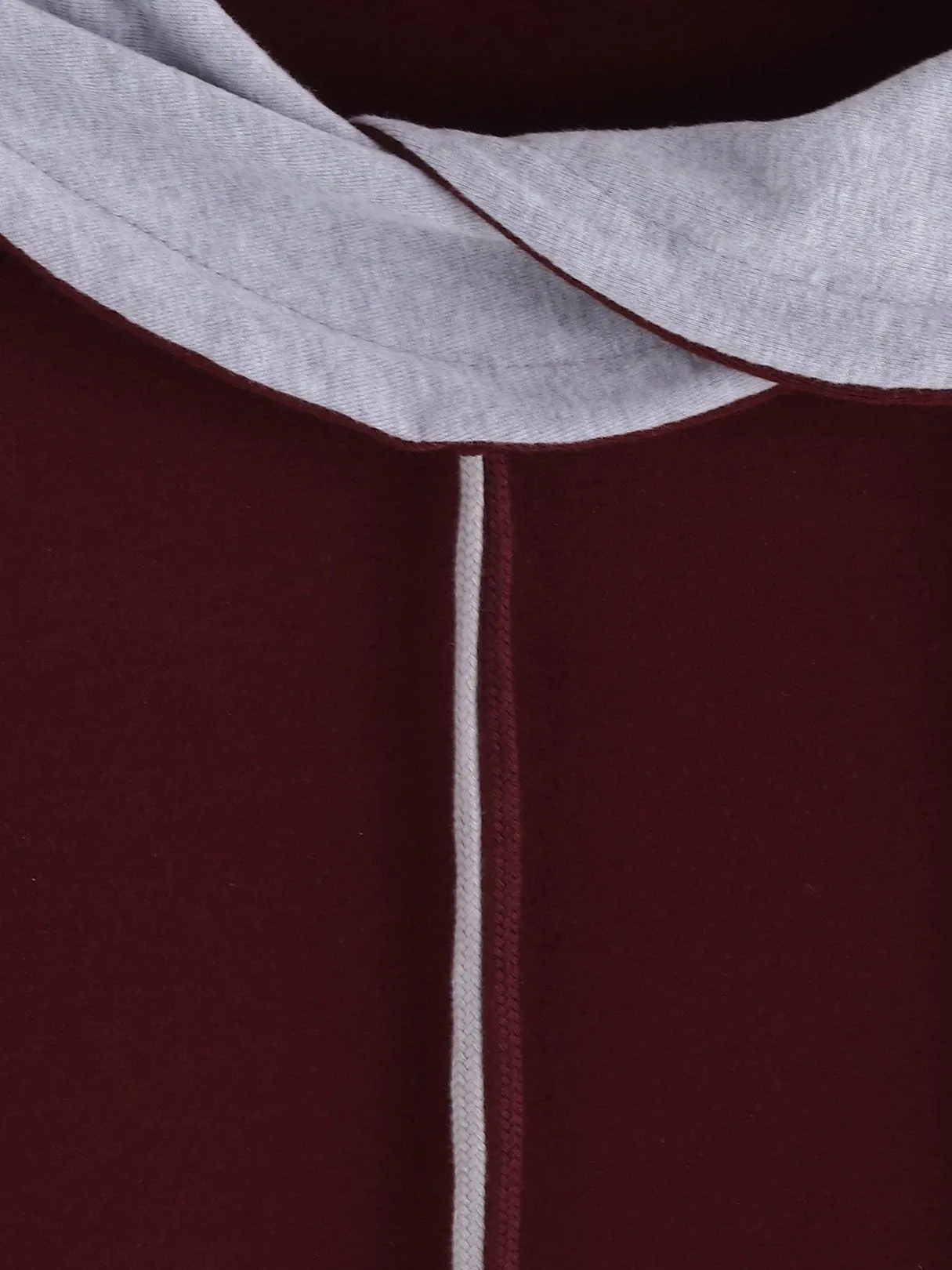Wholesale Burgundy Drape Sagging Long Sleeve Plain Side Pockets T-Shirts